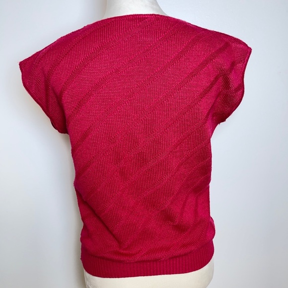 Vintage Sweaters USA Textured Ribbed Red Sweater Top Size Small Pullover - Picture 3 of 10
